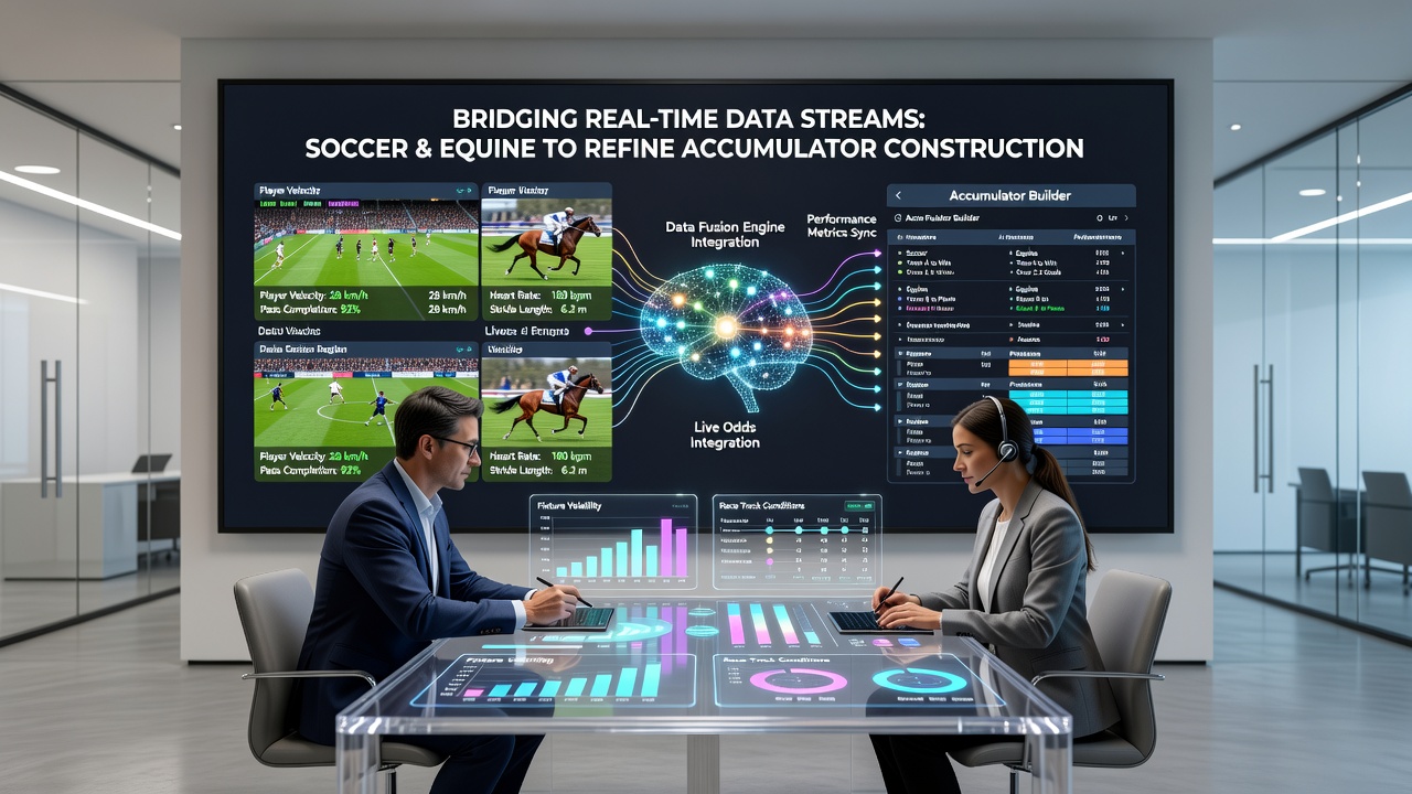 Integrated dashboard showing synchronized soccer and equine data feeds for accumulator adjustments