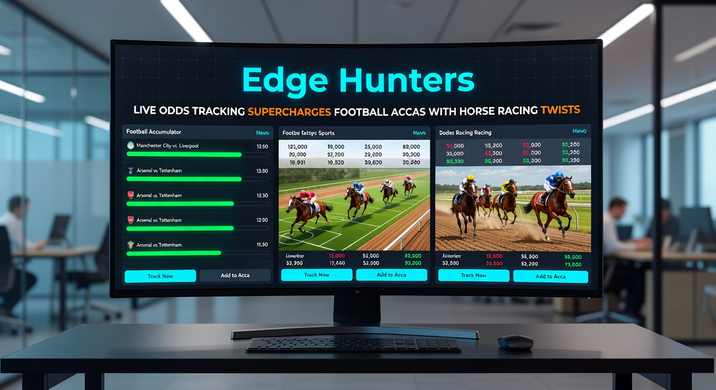 Horse racing tote board showing live odds drifts synced with a tablet displaying in-play football stats, illustrating cross-sport accumulator strategies