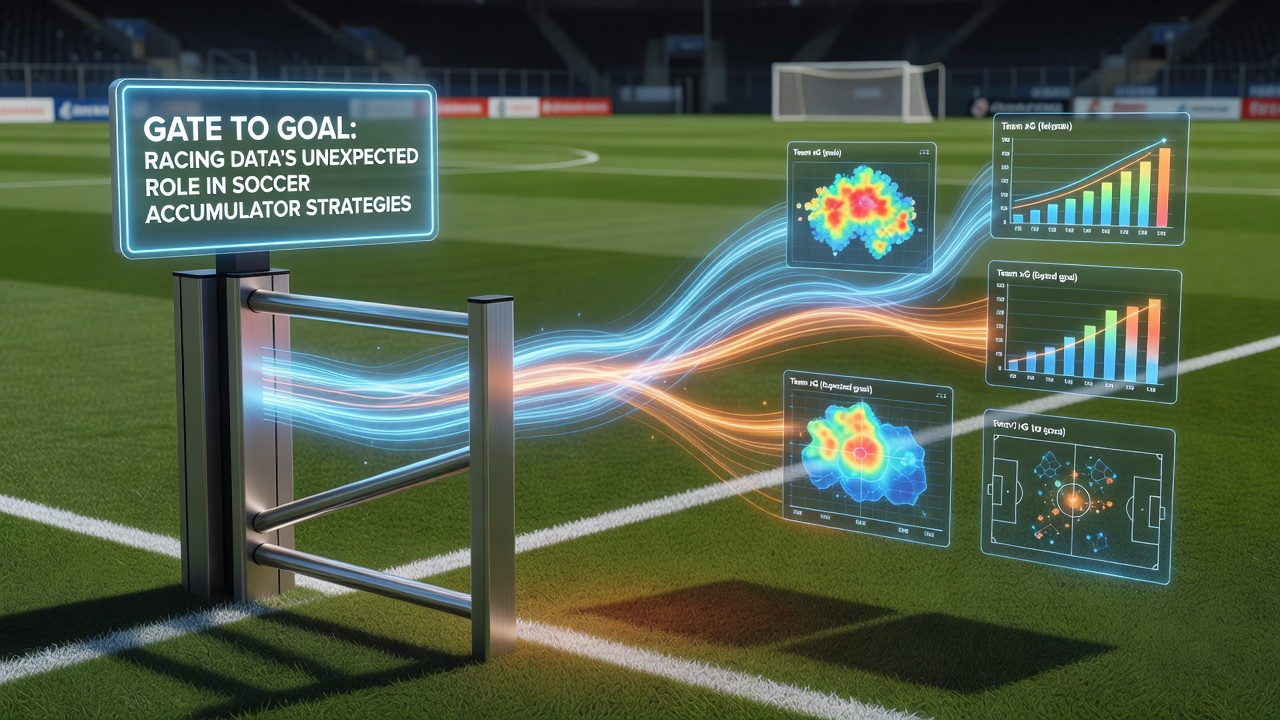Infographic showing interconnected data points between horse racing statistics and soccer match analytics