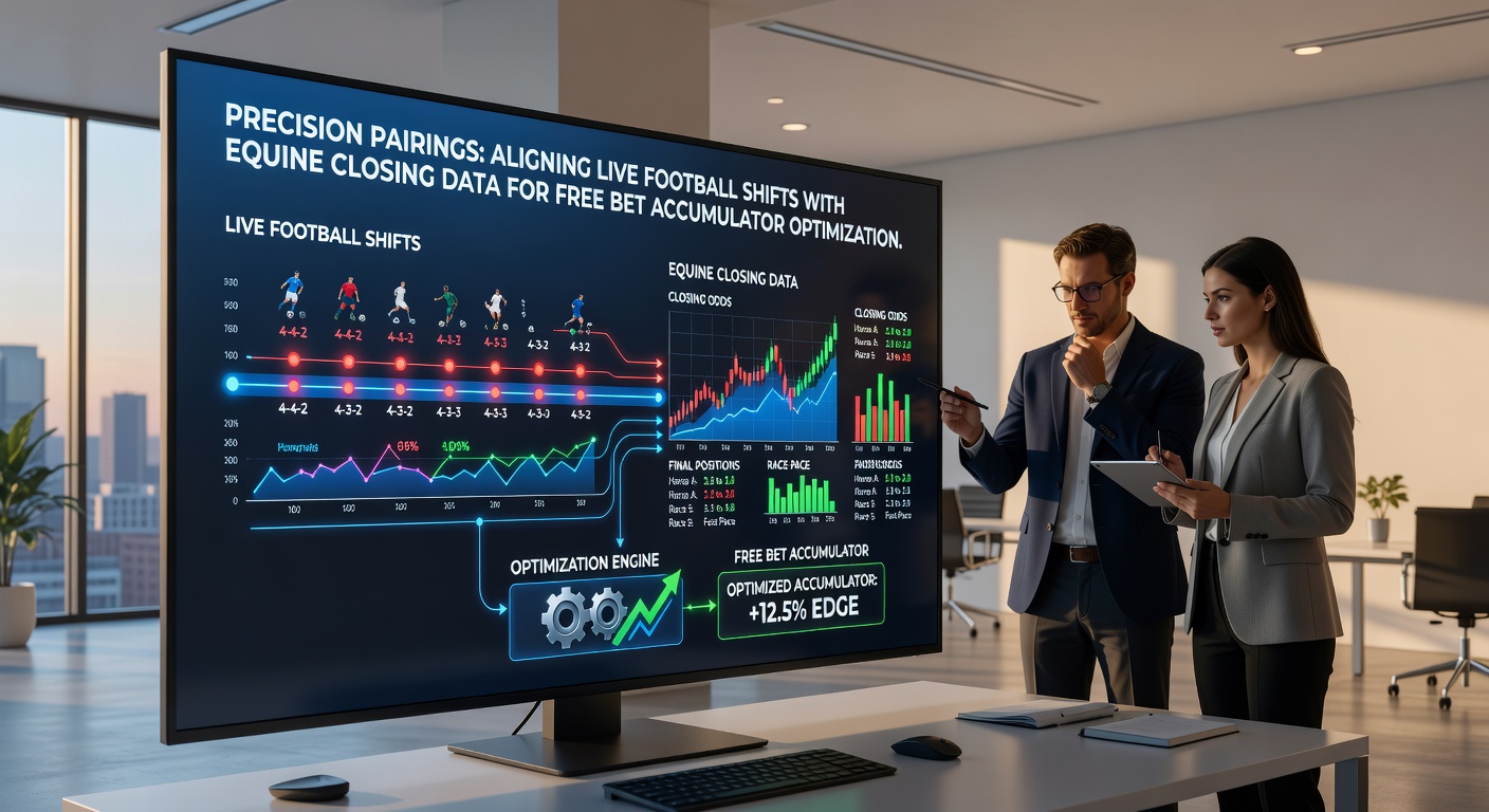 Visual representation of synchronized live football odds movements and horse racing closing data used for accumulator planning