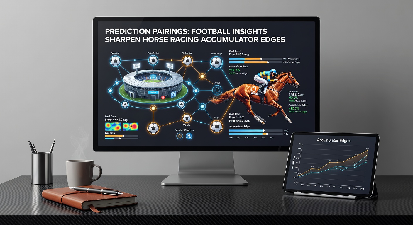 Close-up chart overlay of soccer match stats transitioning into horse racing form graphs, highlighting predictive correlations