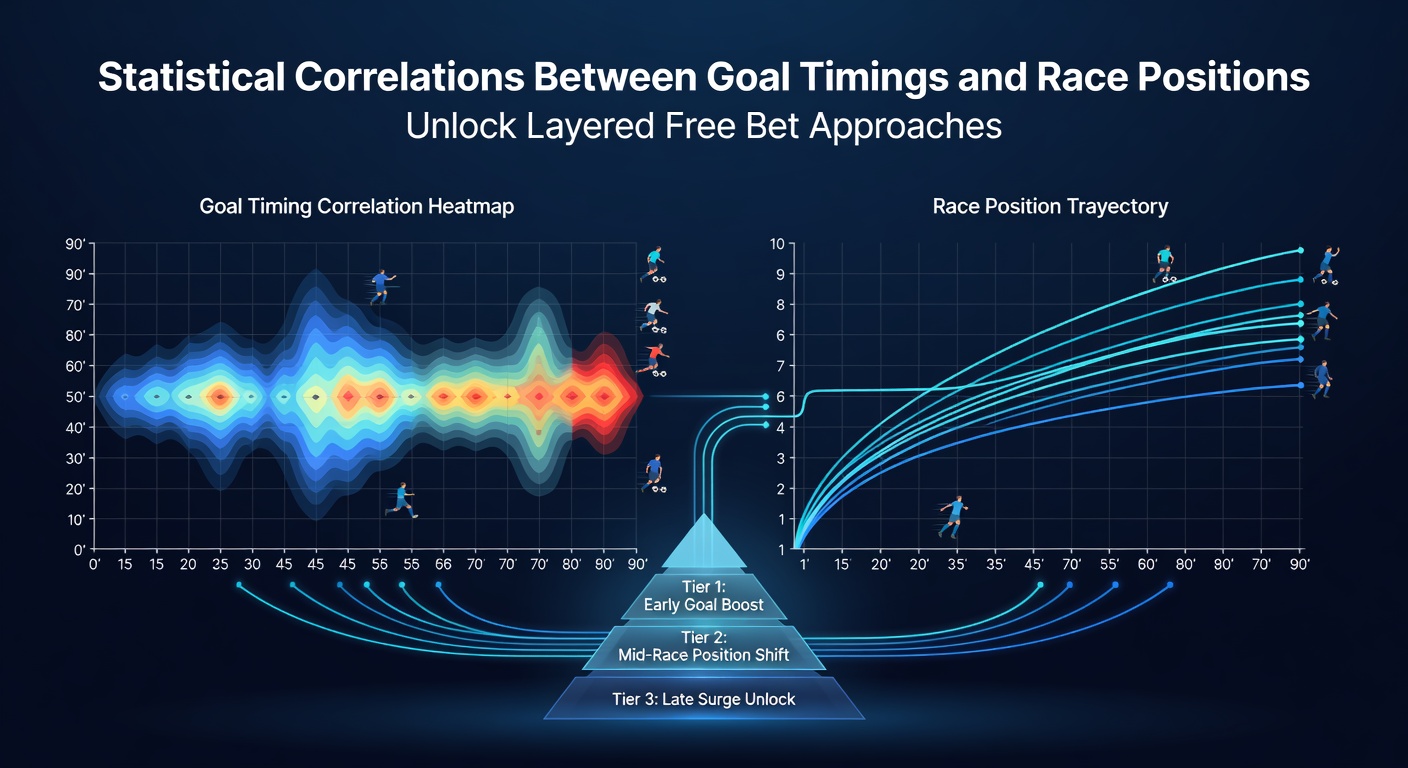 Detailed graphs illustrating correlations between late soccer goals and horse racing position improvements used for multi-layered free bet planning