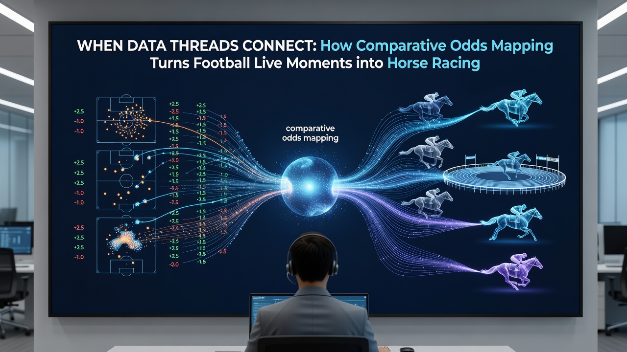 Live data interface displaying football match moments aligned with horse racing accumulator selections